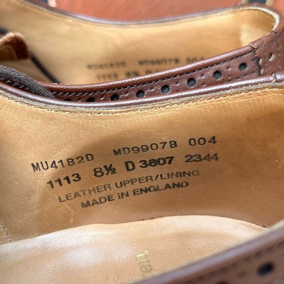 Vintage polo Ralph Lauren made in England wing tip leather Men’s shoes size 8.5D - Picture 8 of 10